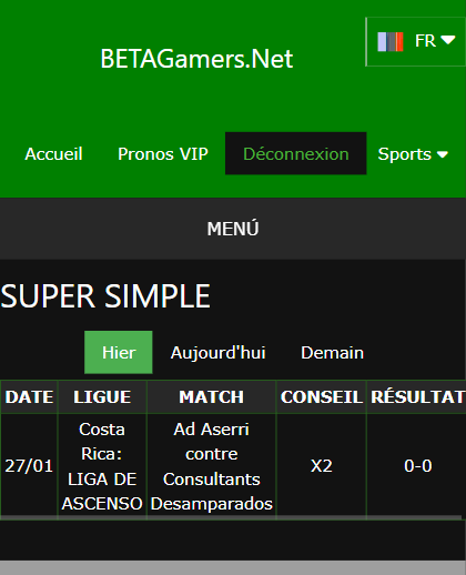 pari VIP gagné ticket